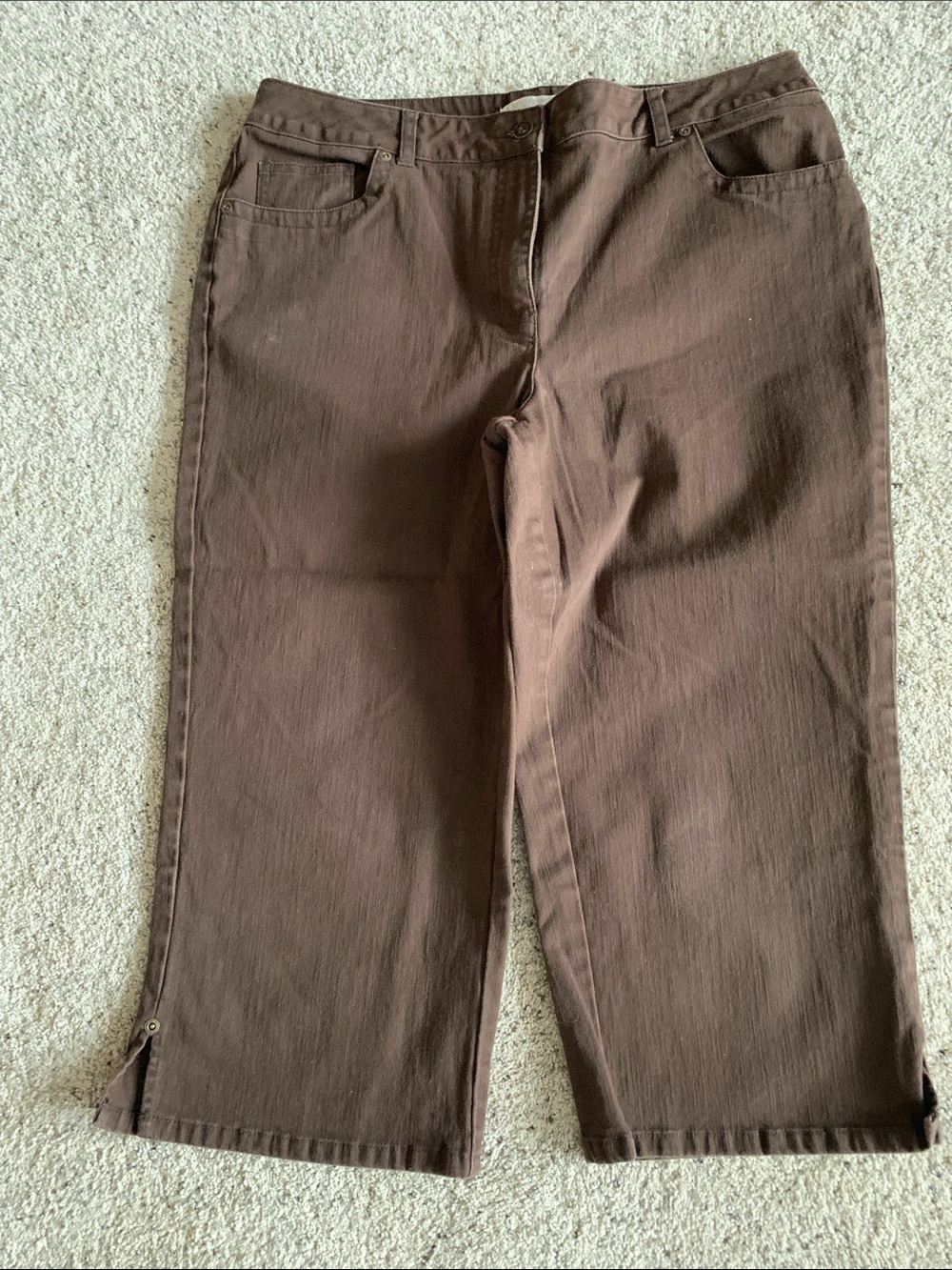 Christopher & Banks Brown Cropped Straight-Leg Capris